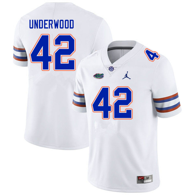 Men #42 Rocco Underwood Florida Gators College Football Jerseys Sale-White